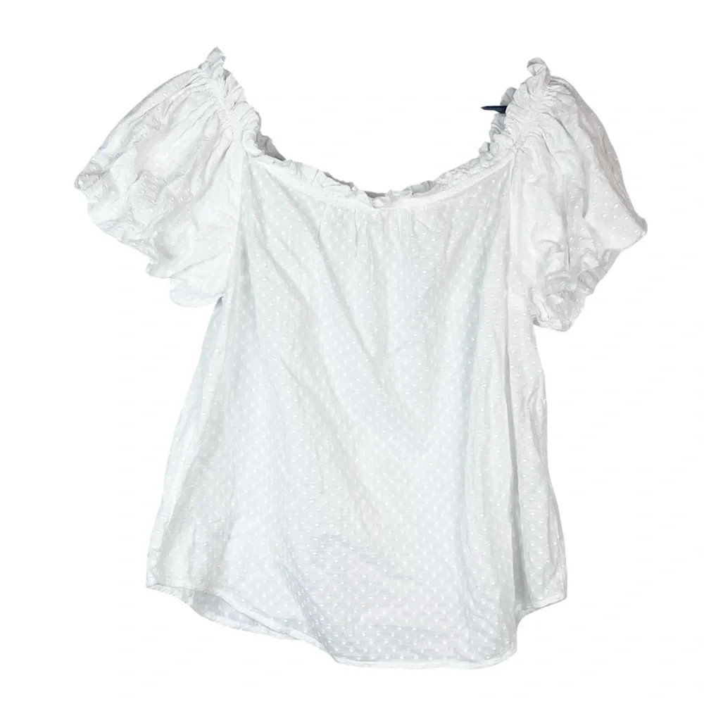 EUC Anthropologie Plus Maeve Swiss Dotted Sojourner Off Shoulder Puff Sleeve Top